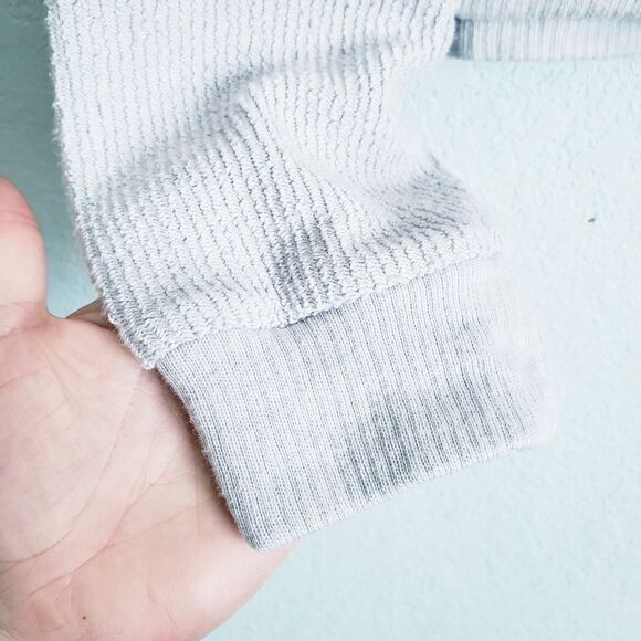 Vintage Havana Blue Ribbed Cropped Hoodie with Open Back - Picture 2 of 8